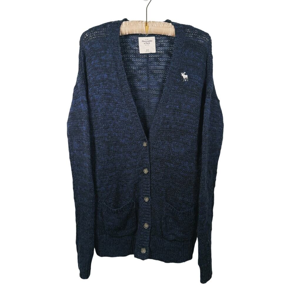 Vintage Y2K Abercrombie & Fitch V-neck Cardigan Womens XS/S Blue Moose Preppy